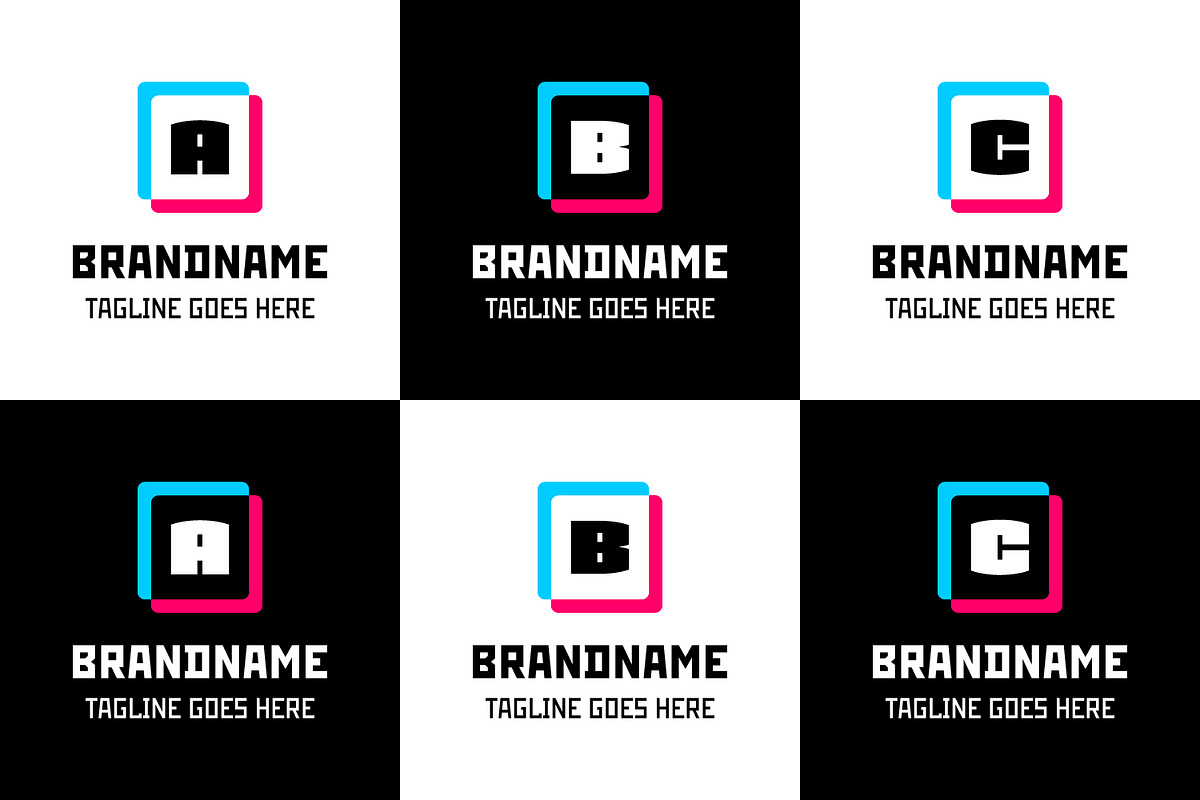 Letter A B C Glytch Logo Set, a Branding & Logo Template by Pray Art Design Studio