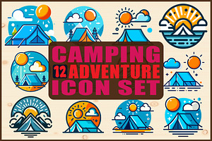 Camping Adventure Icon Set, an Object Graphic by Designs_River