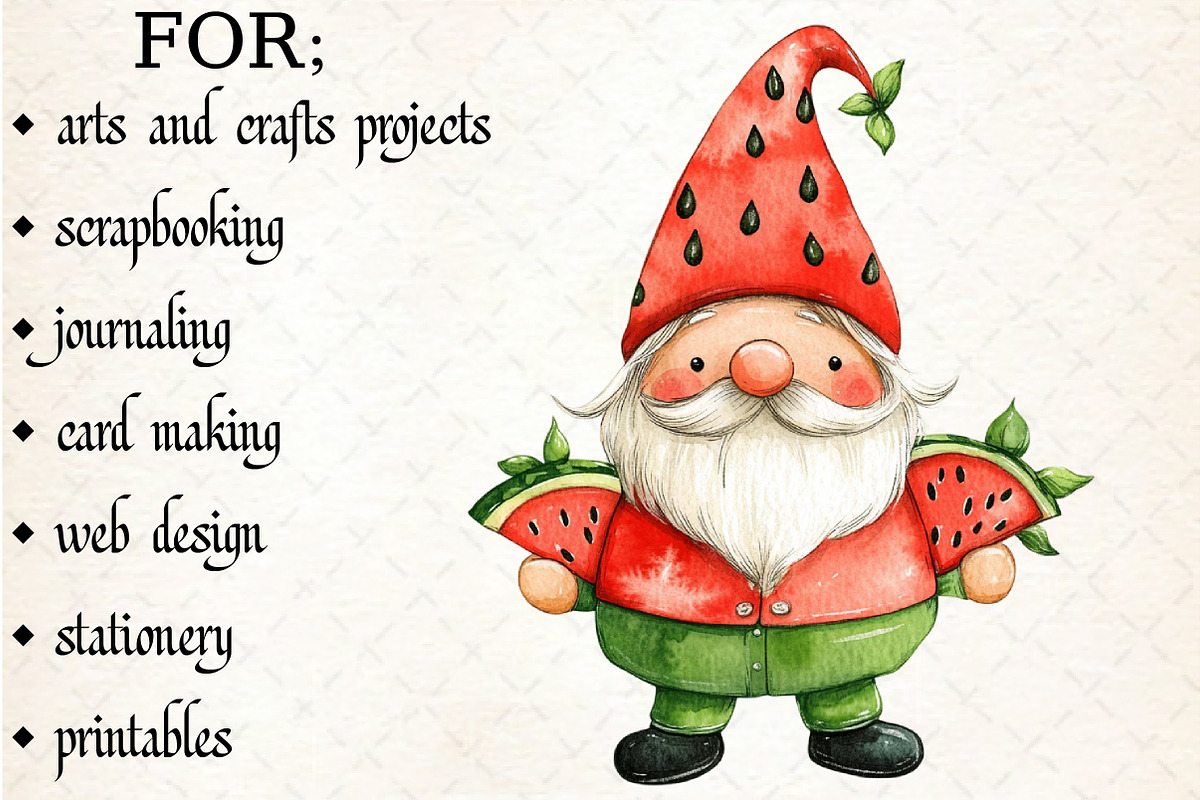 Watercolor Summer Gnome Clipart, an Illustration by Libby Wishes (Photo 6 of 6)