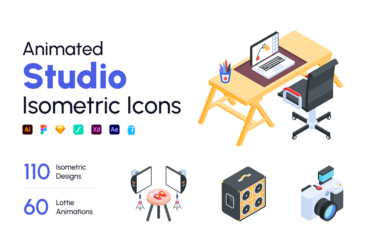 Studio Isometric Icon Set, a Duotone Icon by Vectors Market (Photo 1 of 10)