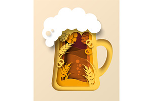 Vector beer pint glass mug with foam, a Food Illustration by SiberianArt
