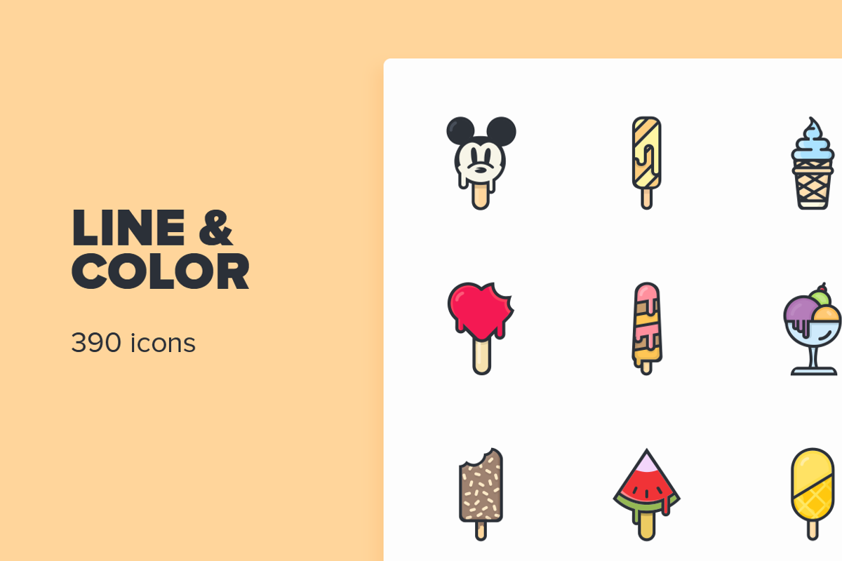 39 Vector Icons - Ice Cream Set, an Outline Icon by Denis Mikhutin