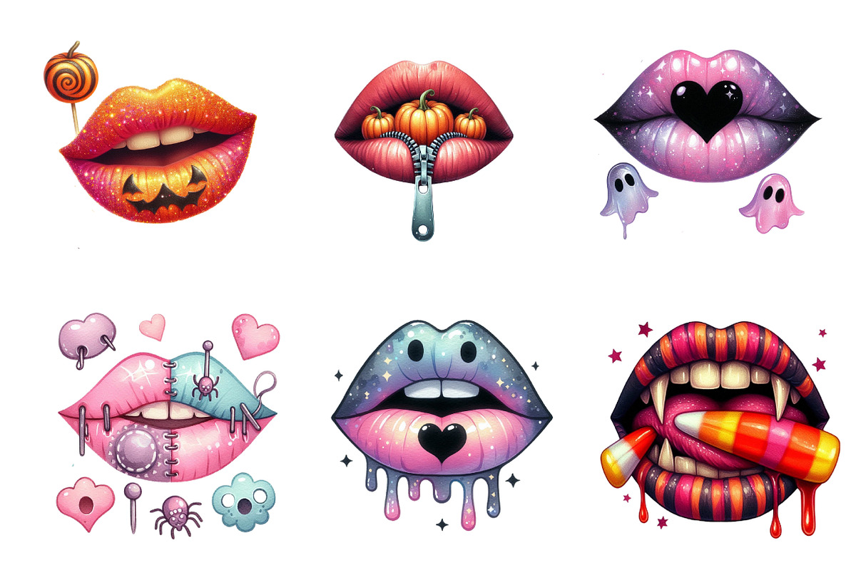 Spooky Halloween Lips PNG, an Illustration by SinaCreation (Photo 4 of 7)