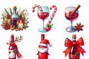 Christmas Red Wine Clipart, an Illustration by Craft Nest (Thumbnail 3 of 6)