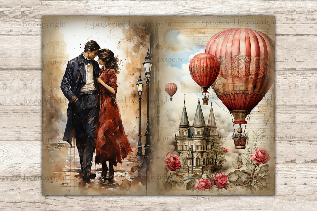 Valentines Day Junk Journal Pages, a Person Illustration by GlamArtZhanna (Photo 4 of 9)