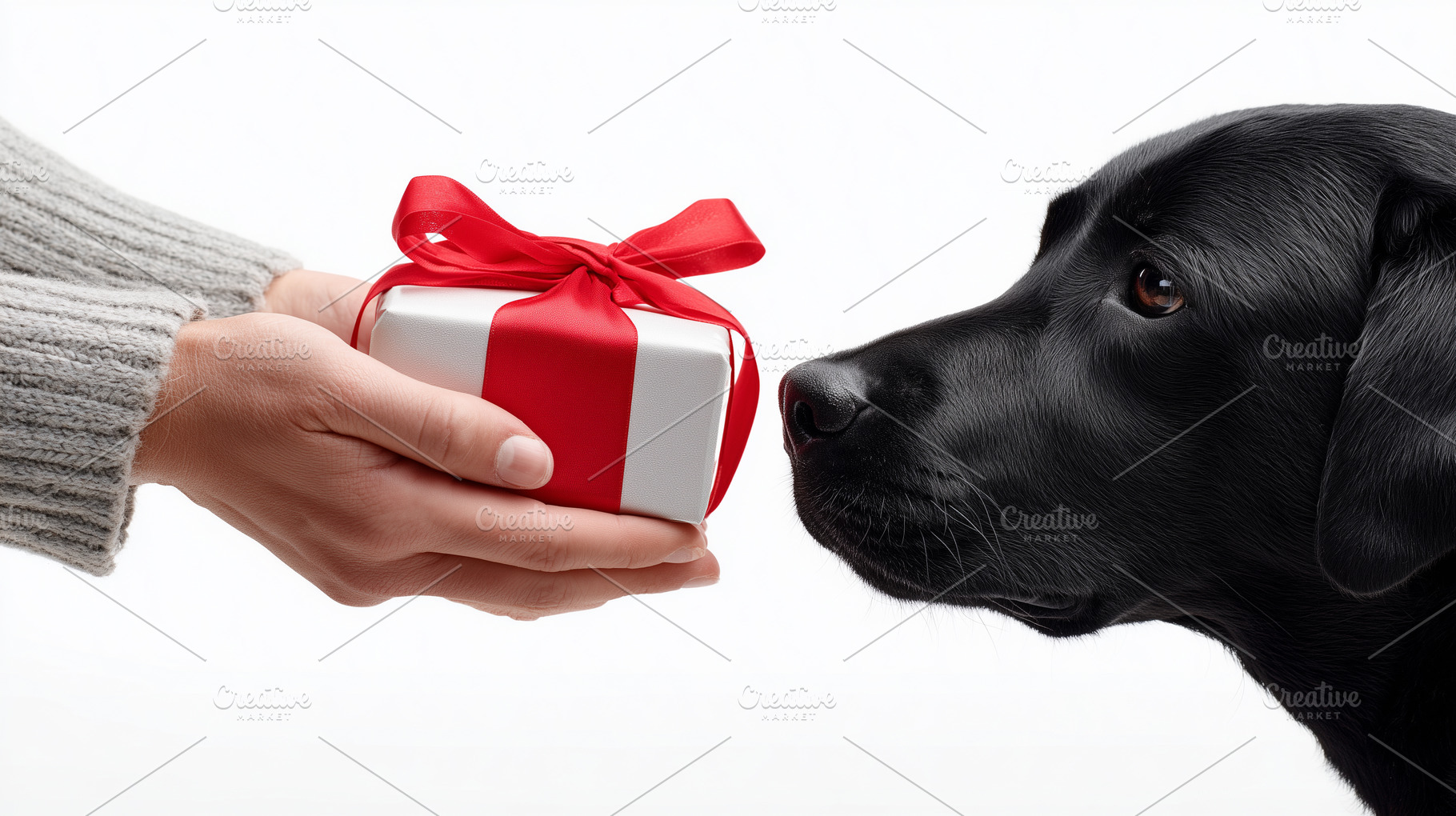 Woman offering a small gift wrapped, an Animal Photo by MistyDay