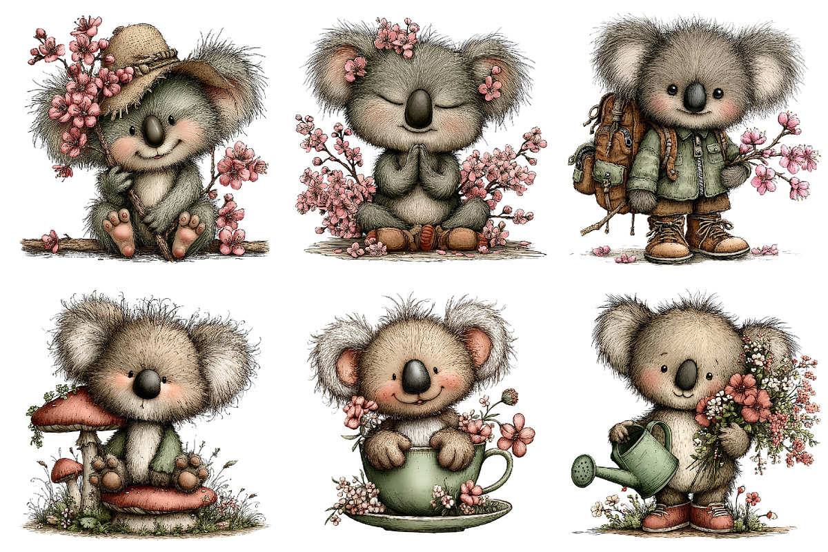 Whimsical Spring Koala Clipart, an Illustration by Dream Creation (Photo 6 of 7)