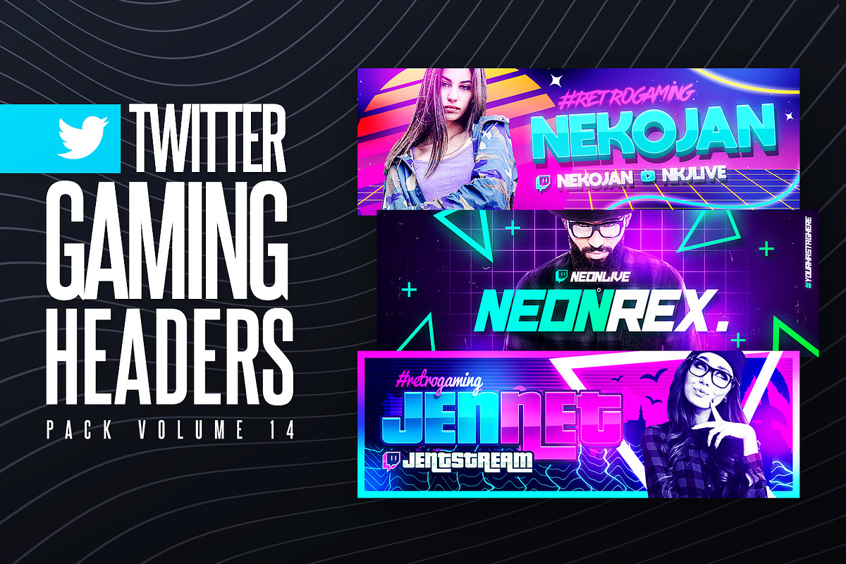Gaming Twitter Headers Pack 14, a Social Media Template by Odin_Design