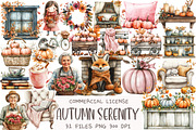 Watercolor Autumn Serenity Clipart, an Illustration by OK Design (Thumbnail 1 of 5)