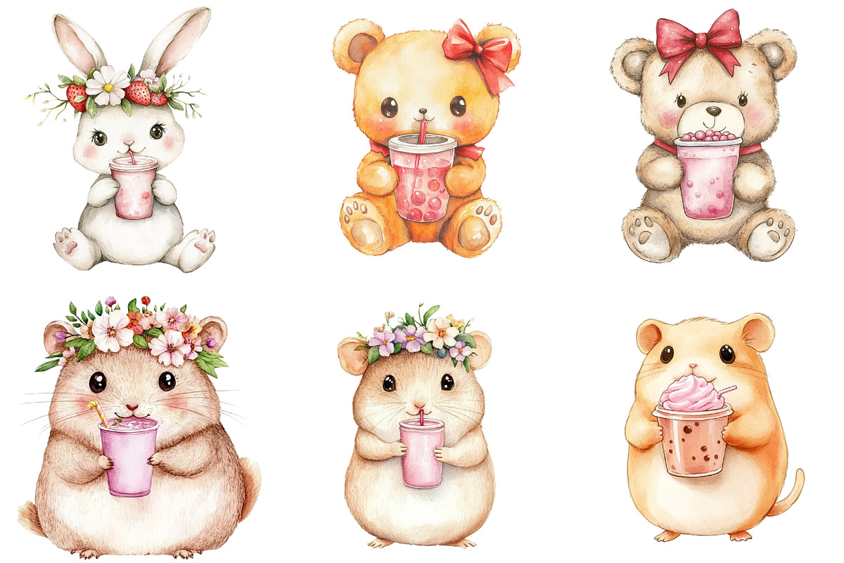 Cute Animals in Cup Sublimation, an Illustration by CitraGraphics (Photo 3 of 4)