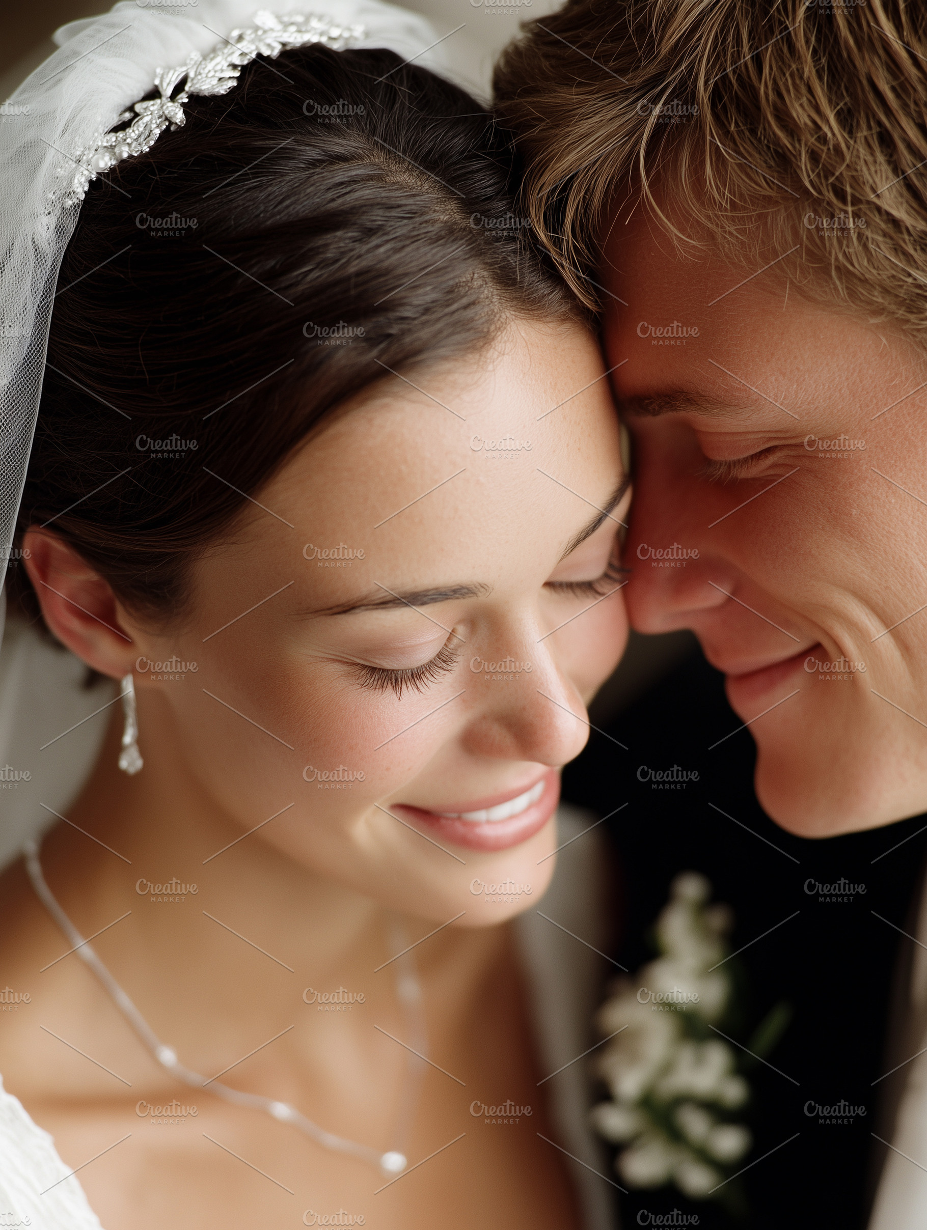 Romantic bride and groom touching, a Person Photo by MistyDay