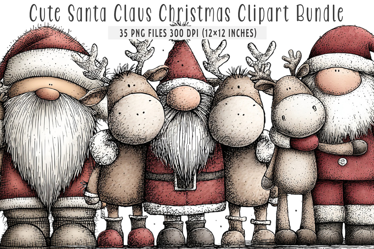 Cute Santa Claus Christmas Clipart, an Illustration by SinaCreation (Photo 1 of 7)
