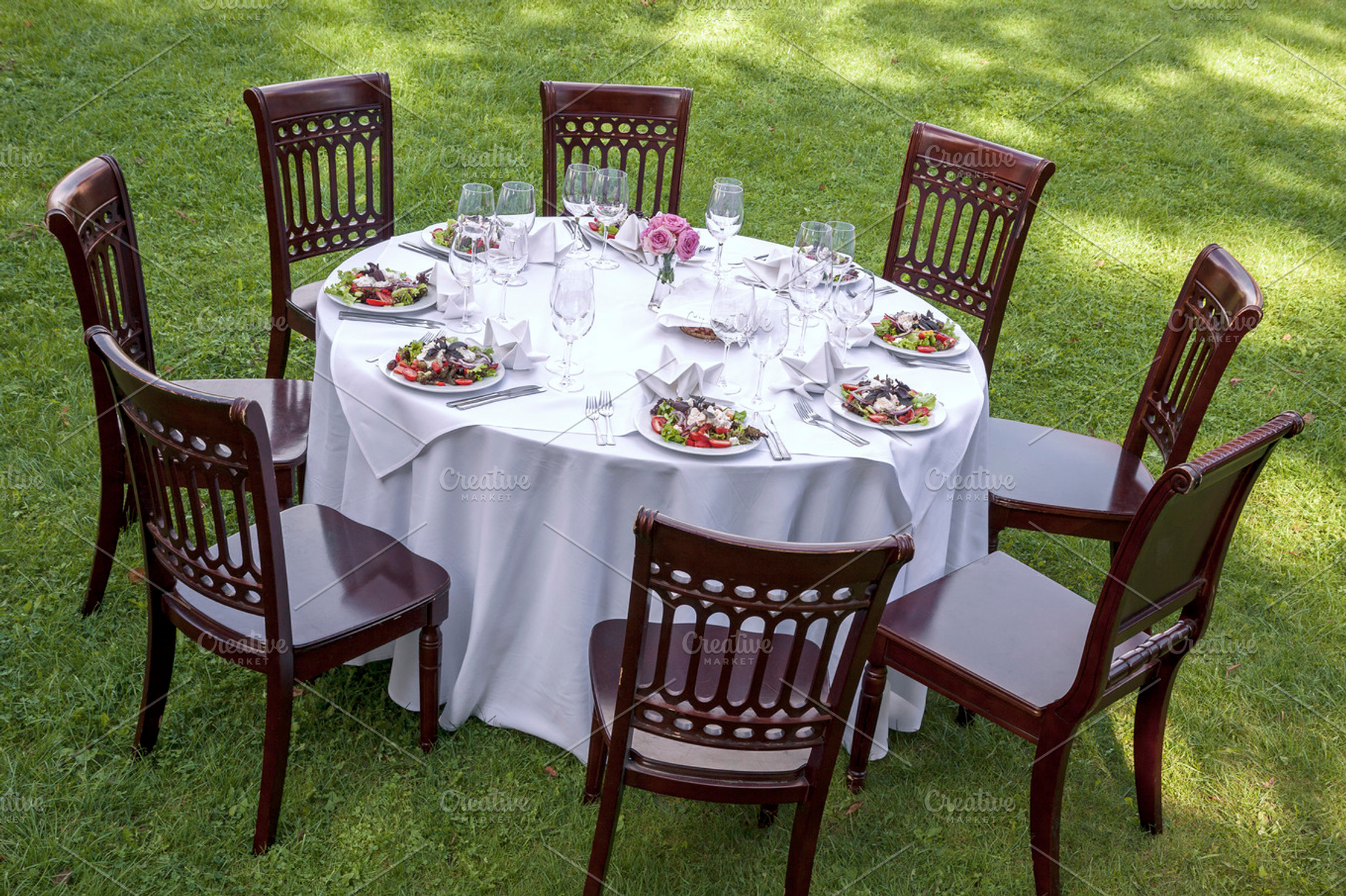 Dinner table in garden, a Food & Drink Photo by BOOCYS