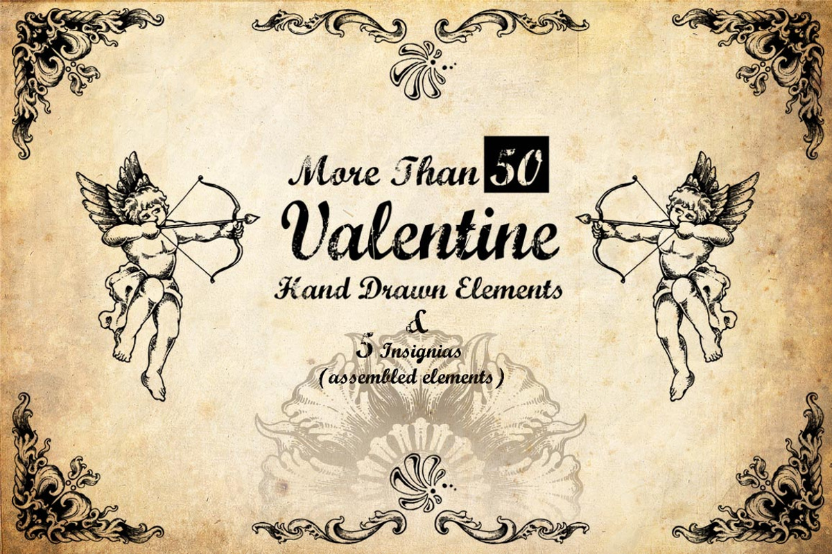 50+ Hand Drawn Valentine Elements