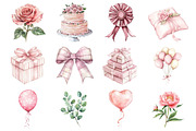 Pink Birthday Clipart Bundle, a Seasonal Illustration by CitraGraphics (Thumbnail 3 of 5)