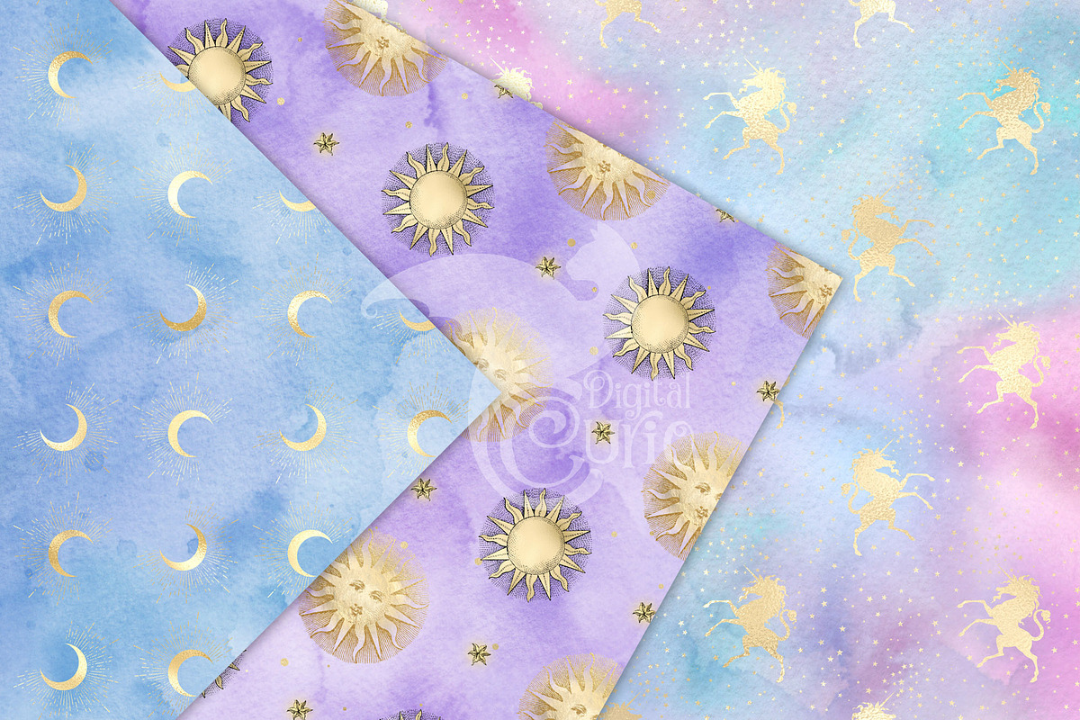 Gold Fantasy Watercolor Backgrounds, a Texture Graphic by Digital Curio (Photo 2 of 5)