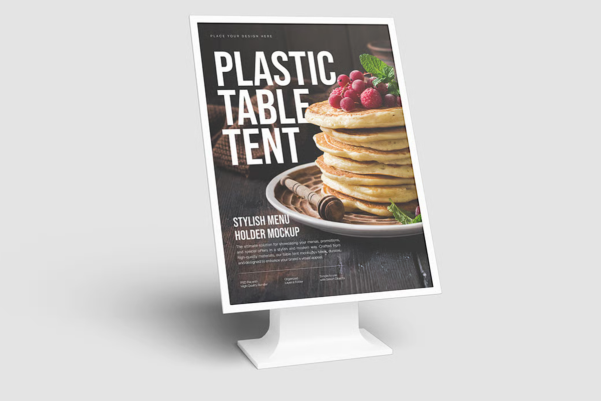 Plastic Table Tent Mockup, an Advertising Mockup by graphicsauce (Photo 4 of 4)