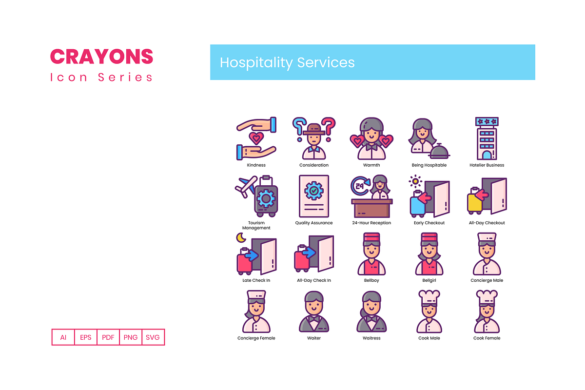 80 Hospitality Services  Icons, an Icon by Flat Icons (Photo 3 of 9)
