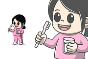 Boy and Girl Holding Toothbrush, a Healthcare Illustration by garistipis (Thumbnail 3 of 3)