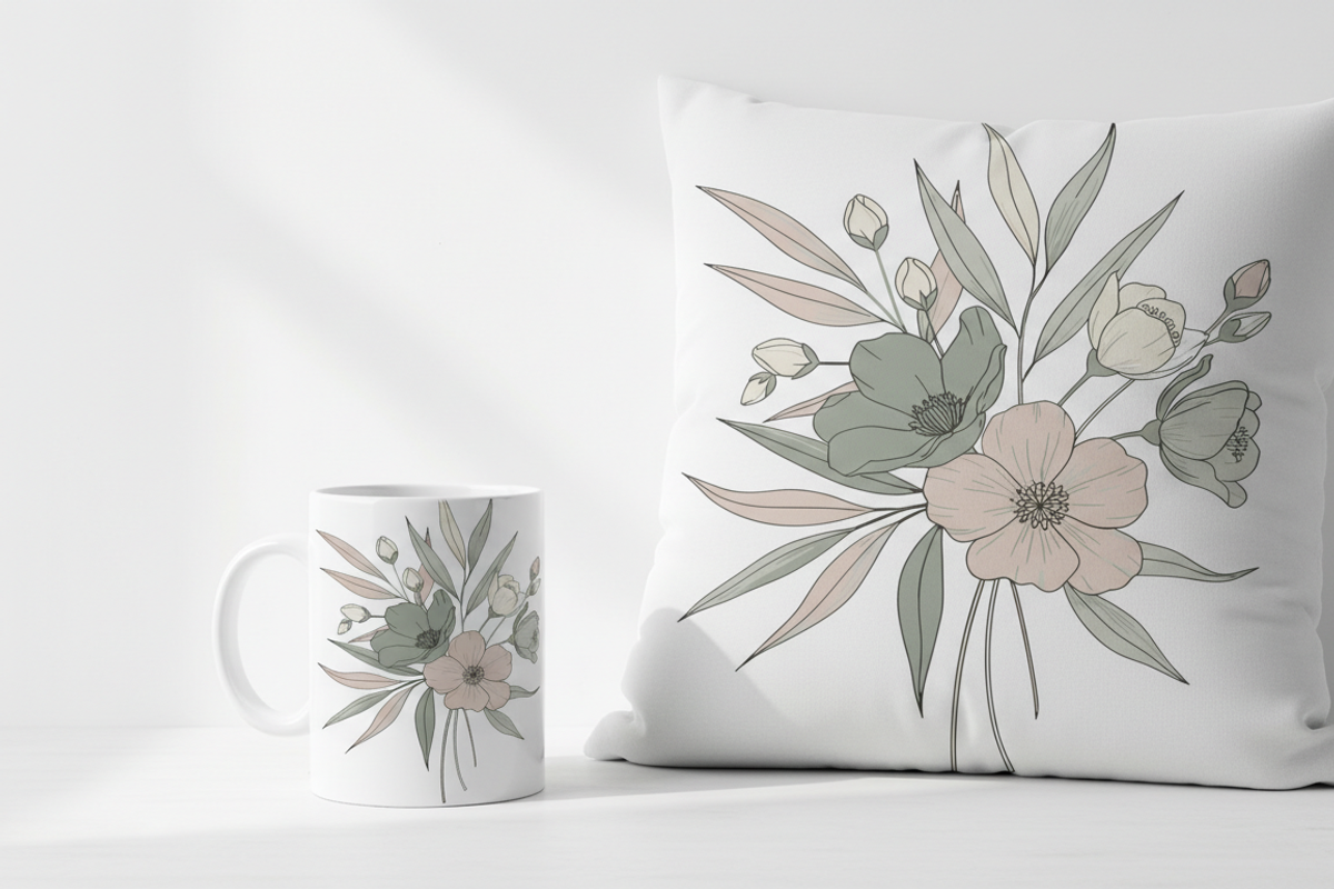 Minimal Botanical Floral Bouquet, a Person Illustration by Gfx_Store (Photo 3 of 3)