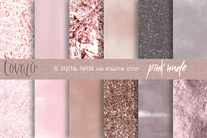 PinkNude Glam Digital Papers Texture