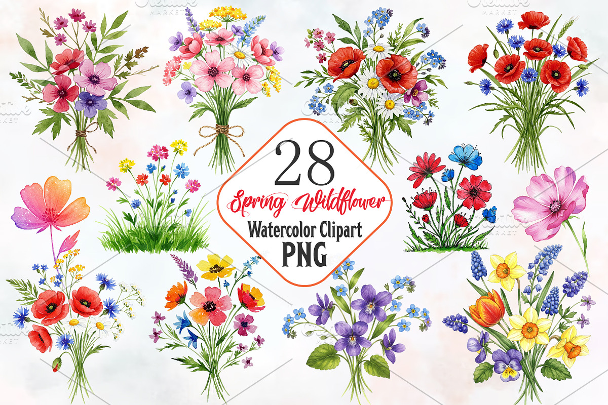 Spring Wildflower Clipart Sublimatio, an Illustration by RobertsArt (Photo 1 of 7)