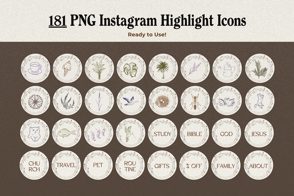 Vintage Aesthetic Highlight Icons, an Outline Icon by Marcia B Studio (Photo 6 of 7)