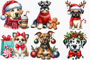 Watercolor Christmas Dog Clipart, an Illustration by Canvas Craft (Thumbnail 3 of 8)