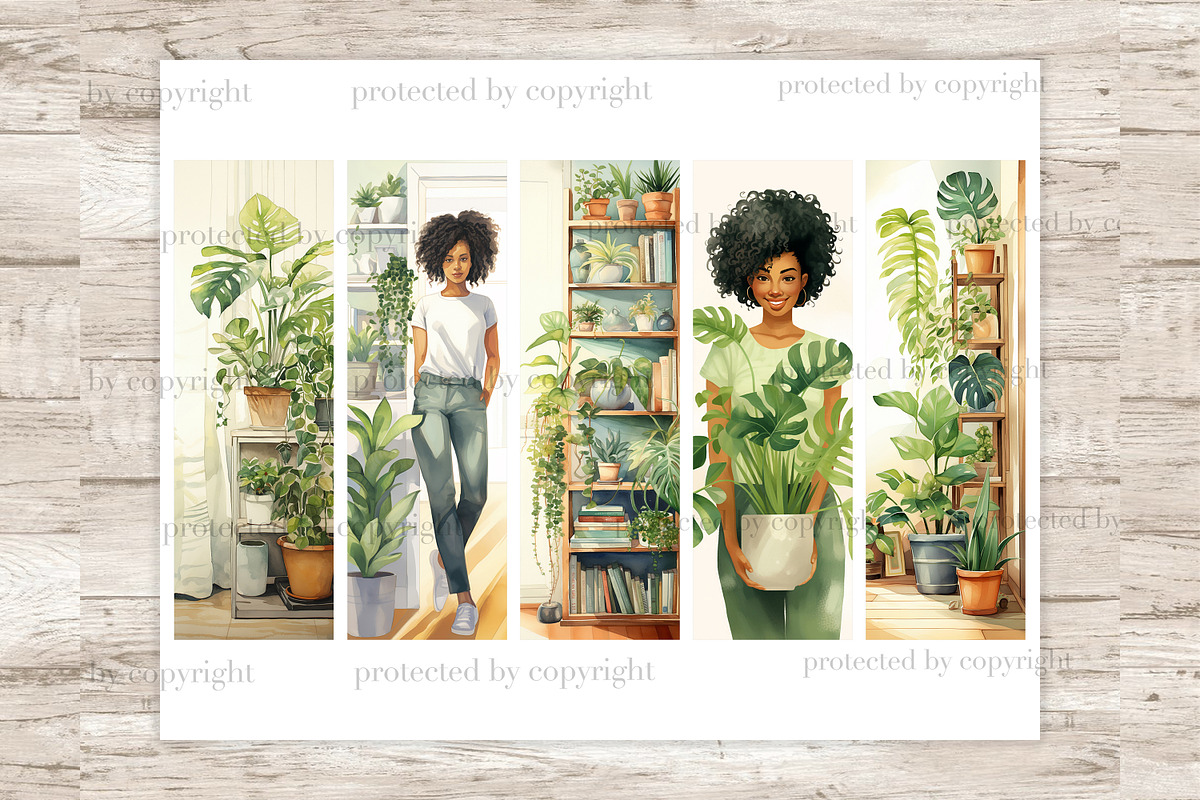 Plant Bookmarks | Bookworm Gift, a Person Illustration by GlamArtZhanna (Photo 3 of 3)