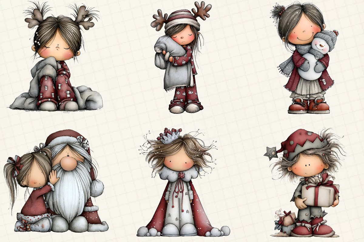 Christmas Little Girl Clipart, an Illustration by DreamCafeArt (Photo 5 of 8)