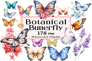 Botanical Butterfly Clipart Decor, a Decorative Illustration by Watercolor Digital (Thumbnail 1 of 9)