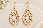 Floral Teardrop Earrings Laser Cut, an Object Graphic by Canvas Craft (Thumbnail 3 of 3)