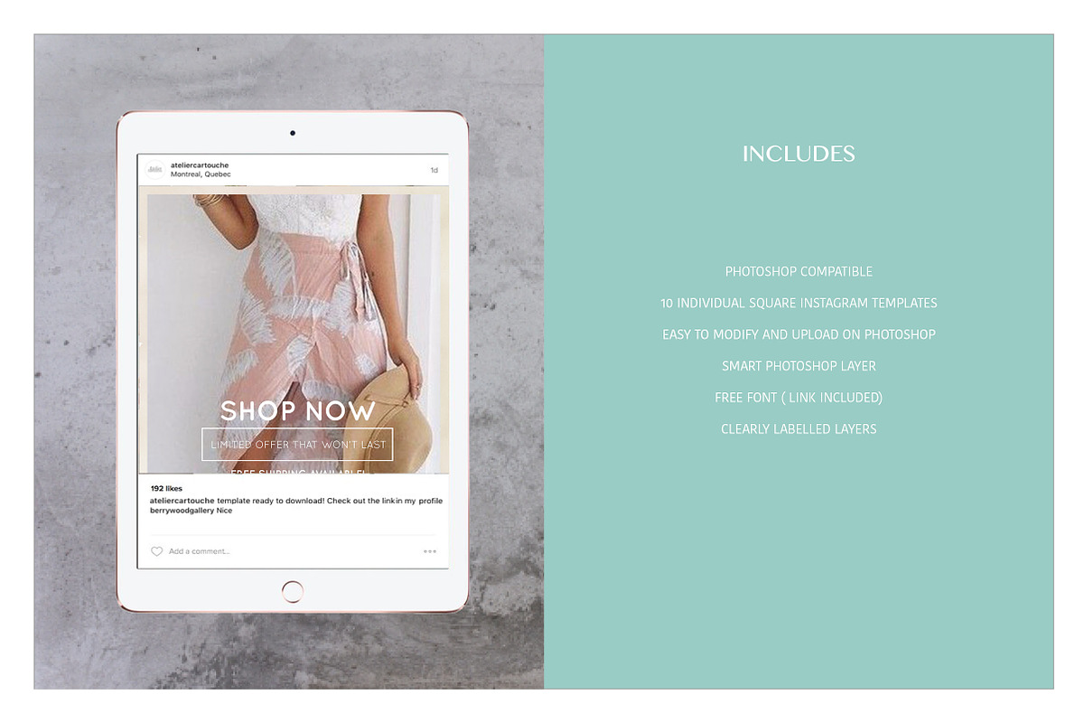 Instagram template - Pink spring, a Social Media Template by AtelierCartouche (Photo 3 of 5)