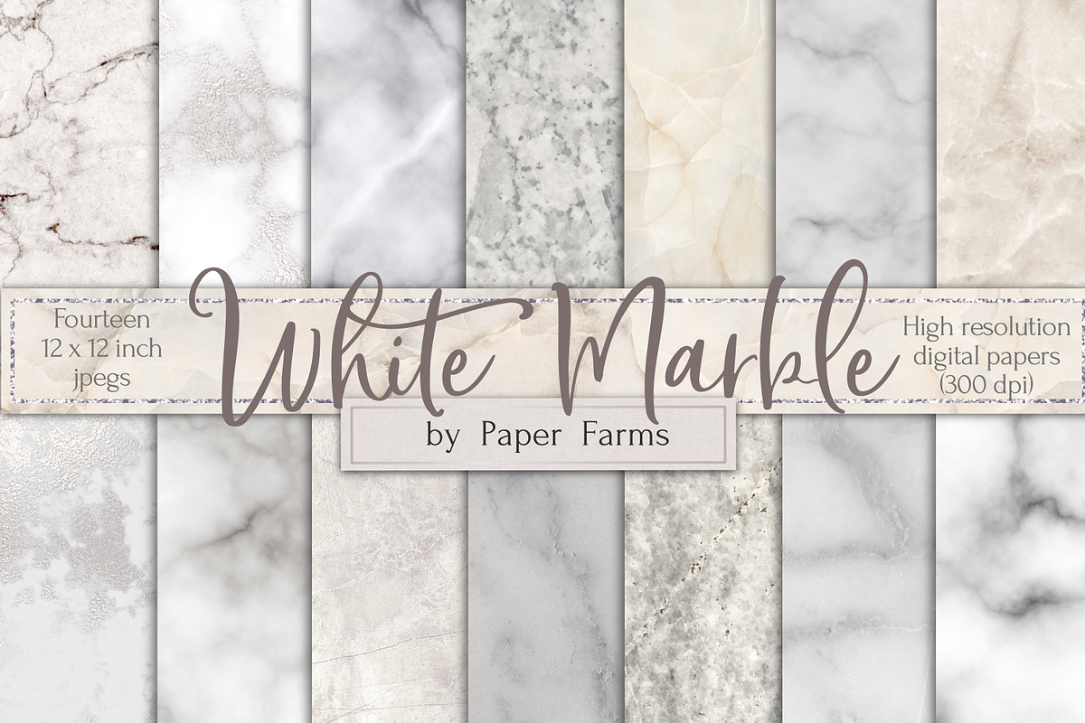 White marble backgrounds, a Texture Graphic by Paper Farms (Photo 1 of 2)