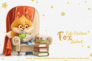Cute student fox in armchair, an Animal Illustration by Azuzlikus (Thumbnail 1 of 3)