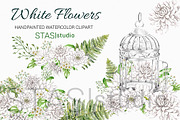 White Peony & Silver Cage Clipart, a Decorative Illustration by STASIstudio (Thumbnail 1 of 3)