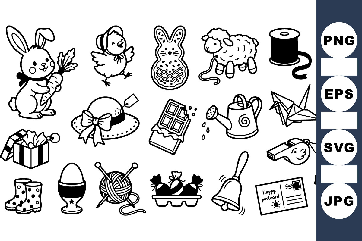 Cute Spring Easter Clipart Set, an Illustration by designvectx (Photo 3 of 3)