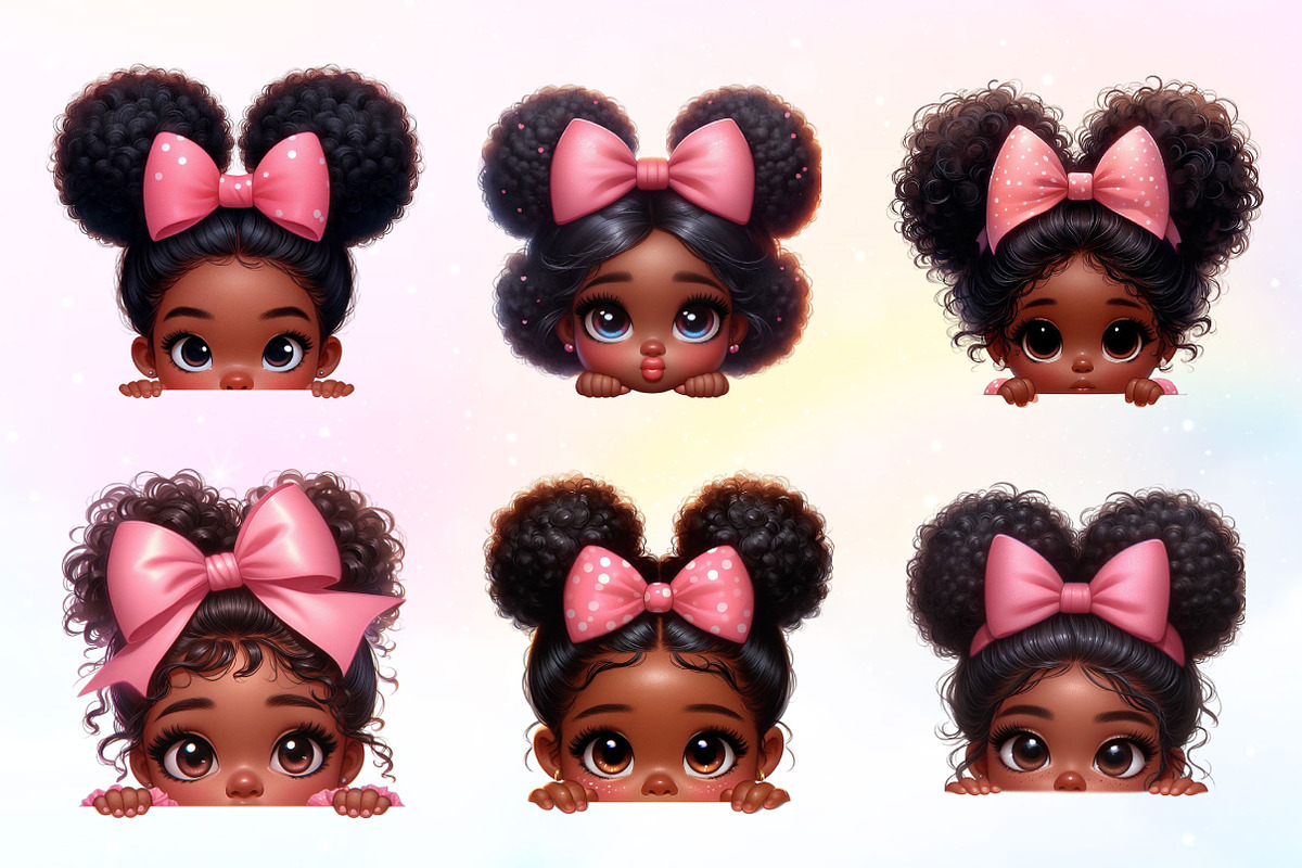 Peekaboo African Black Girl Clipart, a Work Illustration by Dream Creation (Photo 2 of 3)