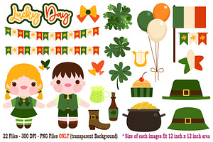 Lucky Day Clip Art, a Seasonal Illustration by Cozy Cat Design