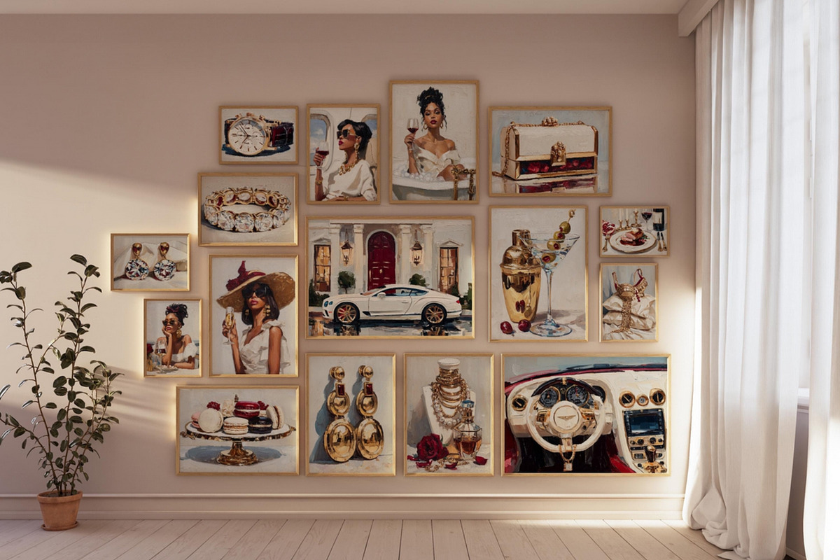 A Black Woman’s Luxury Wall Art Set, an Illustration by PrintablesByFranklyn (Photo 2 of 7)