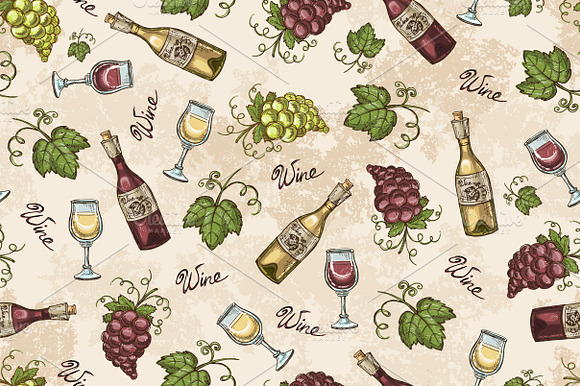 Pattern With Grapes And Wine