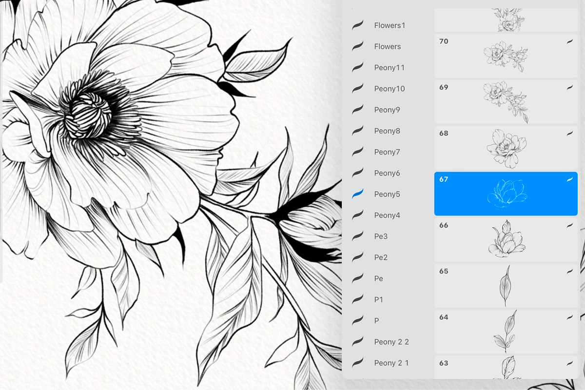 Garden flowers procreate brushes, a Brush Add-On by AnnaPolitmerskaja (Photo 2 of 5)