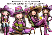 Whimsical Summer Western Girl Clipar, an Illustration by designcity5 (Thumbnail 1 of 5)
