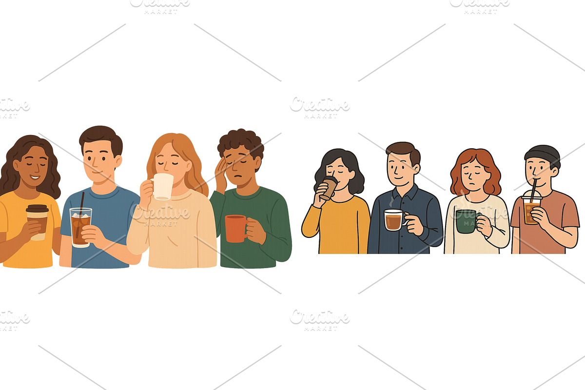 Group of friends enjoying various, a Person Illustration by ZinetroN
