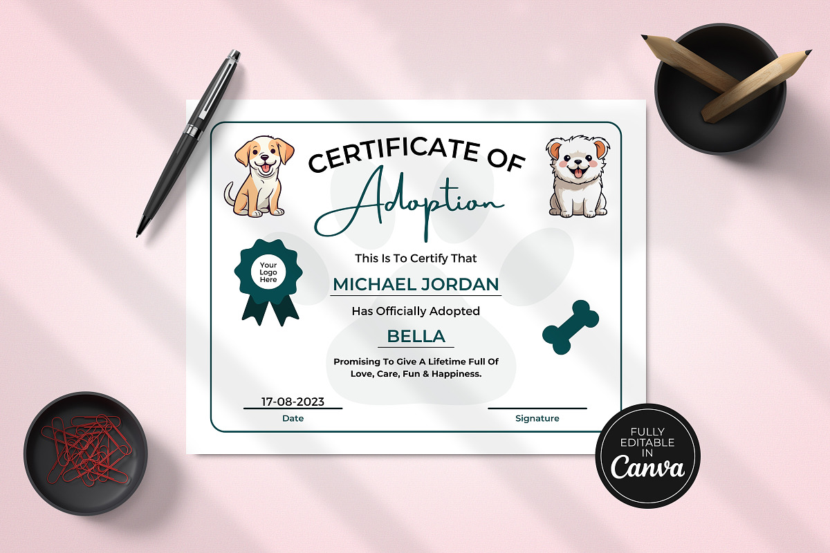 Cat Dog Pet Adoption Certificate, a Templates & Theme by Snapybiz (Photo 5 of 9)