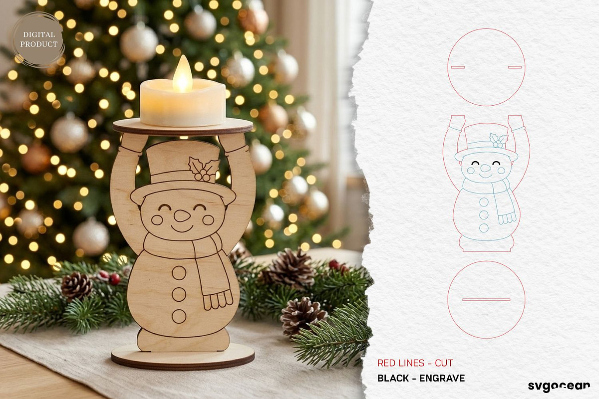 Christmas Character Candle Holders, a Decorative Illustration by svgocean (Photo 12 of 14)