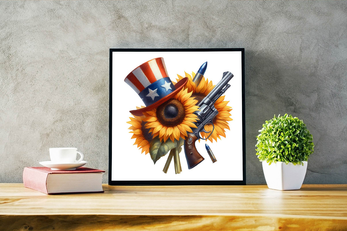 Watercolor Sunflower 4th of July Su, an Illustration by SVGArt (Photo 7 of 7)