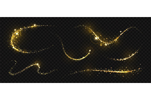 Gold light trail. Golden glitter, an Illustration by Frogella