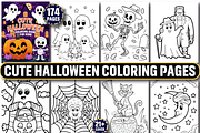 Cute Halloween Coloring Pages, a Seasonal Illustration by Design Station (Thumbnail 1 of 5)