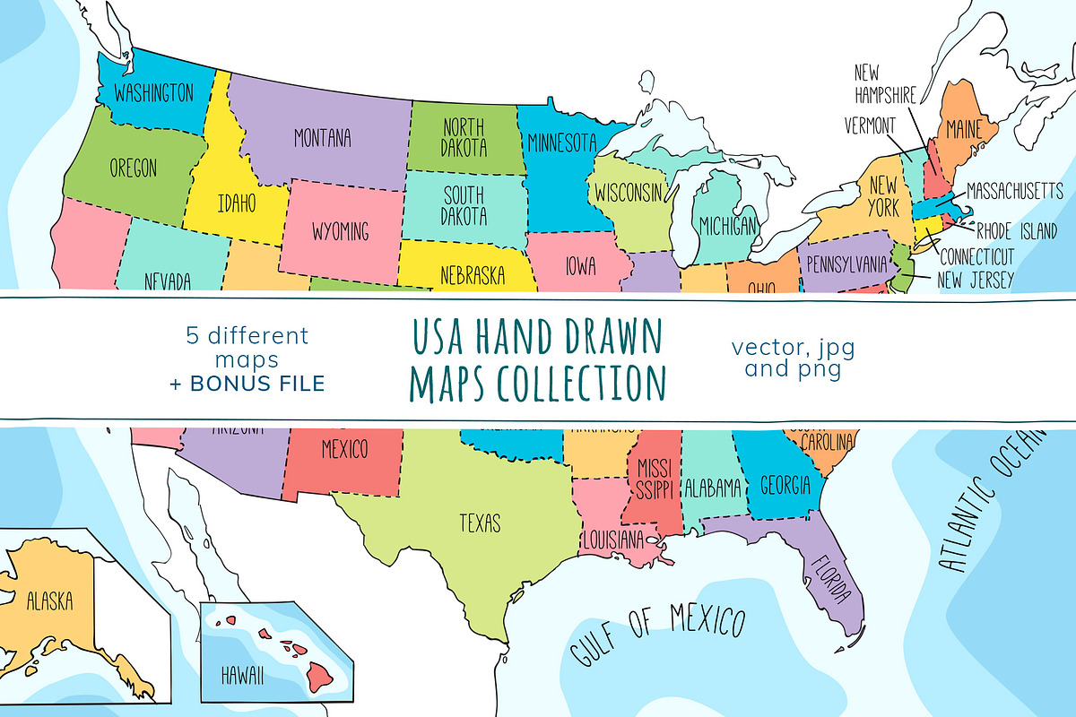 US maps collection, an Education Illustration by Illustrationsforteachers